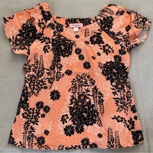 Koi Floral Puff Sleeve Scrub Top